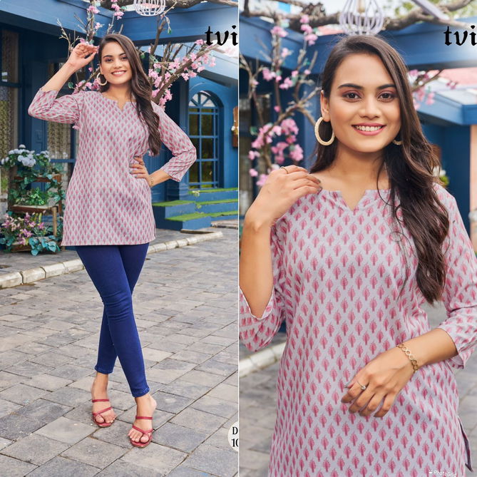 Blush Cotton Printed Regular And Officewear Tops Catalogue